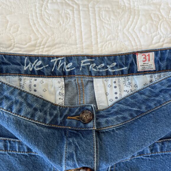 Free People We the Free Button Front Pocket Denim Mini Skirt 31 - Picture 4 of 5
